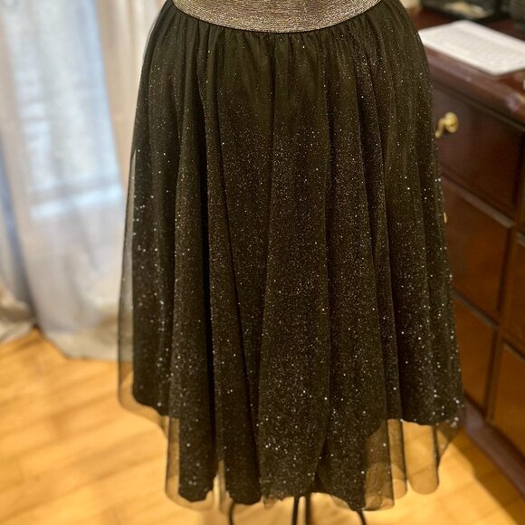 Zara Sparkling Black Midi Skirt – Pleated Starry Night ✨ - Picture 1 of 8